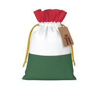 Small Flag of Hungary Print Christmas Drawstring Candy Bags, Reusable Fabric Sacks, Gift Bag for Xmas Holiday Present Wrap