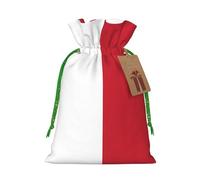 Small Flag of Malta Print Christmas Drawstring Candy Bags, Reusable Fabric Sacks, Gift Bag for Xmas Holiday Present Wrap