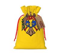 Small Flag of Moldova Print Christmas Drawstring Candy Bags, Reusable Fabric Sacks, Gift Bag for Xmas Holiday Present Wrap