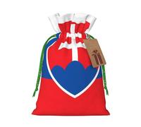 Small Flag of Slovakia Print Christmas Drawstring Candy Bags, Reusable Fabric Sacks, Gift Bag for Xmas Holiday Present Wrap