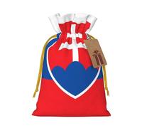Small Flag of Slovakia Print Christmas Drawstring Candy Bags, Reusable Fabric Sacks, Gift Bag for Xmas Holiday Present Wrap