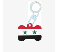 Small Flag of The Syrian Arab Republic Print Acrylic Pet ID Tags, Personalized Dog and Cat Bone Shaped Sign, for Large and Small Pet Collar