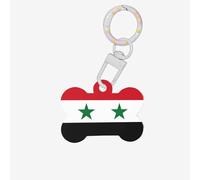 Small Flag of The Syrian Arab Republic Print Acrylic Pet ID Tags, Personalized Dog and Cat Bone Shaped Sign, for Large and Small Pet Collar