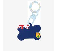 Small Flag of The Turks and Caicos Islands Print Acrylic Pet ID Tags, Personalized Dog and Cat Bone Shaped Sign, for Large and Small Pet Collar