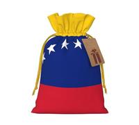 Small Flag of Venezuela Print Christmas Drawstring Candy Bags, Reusable Fabric Sacks, Gift Bag for Xmas Holiday Present Wrap