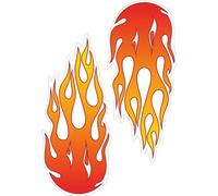 Small Flames Fire Funny Kids Self-Adhesive Vinyl Sticker, 12cm x 5cm Each, for Cars, Laptops, Vans, Pack of 2