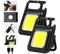 Small Flashlight, 1000Lumens Bright Rechargeable Keychain Flashlights, COB Mini Flashlight with 3 Light Modes, Portable Pocket Light with Folding Bracket, Bottle Opener and Magnet Base for Walking