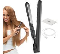 Small Flat Irons for Short Hair - Curling Iron, Cordless Hair Straightener | USB Charges 2-INTO-1 Curling Wand & Flat Iron Hair Styling Tool for Women Girls Travel at Home