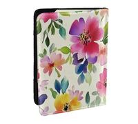 Small Floral Pattern Printed Passport Holder,Travel Pu Leather Passport Cover Case Organiser for Men Women,6.5 Inch