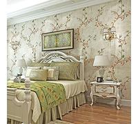 通用 Small Floral Retro Nostalgic Rural Style Wall Paper Clothing Store Cafe Restaurant Bedroom Living Room TV Background Wall Non-Woven Wallpaper 20.87″Wx393.7″L Non-Pasted (Beige)