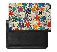 Small Flower Art Pattern Passport Holder Cover Secure Travel Wallet PU Leather Credit Cards Passport Organizer Bag for Women Men, white, One Size, Modern