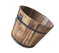 Small Flower Pots Wooden Barrel Planter Bucket With Handle, Rustic Box, Mini Wooden Container, Decorative Barrel Style Holder | Farmhouse Bucket Display For Outdoor Indoor