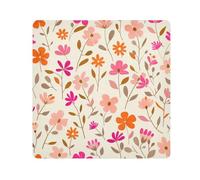 small flowers foliage pattern pink orange light beige Self-Adhesive Travel Pouchs Cloth Organizer Wrap Camera Lens Cloth Wrapper For Toiletries Size 21.7x21.7in