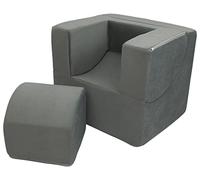 Small fold Out Chair, Kids Chair, Armchair, Chaise Longue, pouffe, Relax Chair (Colour: Grey)