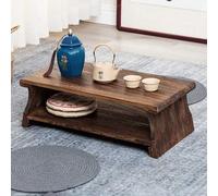 Small Folding Altar Table Meditation Table, Walnut Floor Table for Spiritual 2-Tier Wooden Japanese Shelf Vintage Puja Tablé Zen Style Coffee Tablé Storage Shelf for Displaying Jars