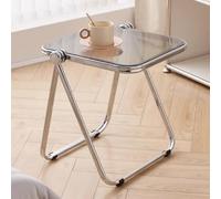 Small Folding Table Acrylic Modern Side Table Coffee Table Snack Center Tables for Living Room,Home,Office,No Assembly Required