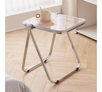 Small Folding Table Acrylic Modern Side Table Coffee Table Snack Center Tables for Living Room,Home,Office,No Assembly Required