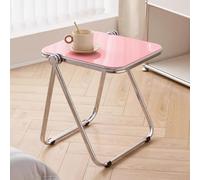 Small Folding Table Acrylic Modern Side Table Coffee Table Snack Center Tables for Living Room,Home,Office,No Assembly Required