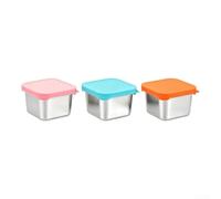Small Food Storage Containers 180ml Silicone Lid | Square stackable design, space-saving storage, nesting feature, fits lunch bags, school ready