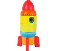 Small Foot 10588 Stacking Toys in The Shape of a Rocket Made Wood, Five Plug-in Parts in Promote The fine Motor Skills