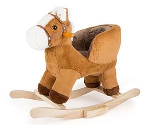 Small Foot 10616 A Rocking horse made of Soft Fabric with A Practical Seat and Handles for more Safety During Rocking, Galloping and Sounding Noises At The Push of a Button