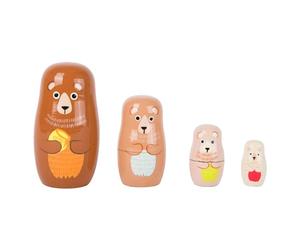 Small Foot 10621 Matrjoschka Bear Figures made of Wood in Four Different sizes and Colours, Teaches The hand-eye Coordination and is Suitable as A Decoration