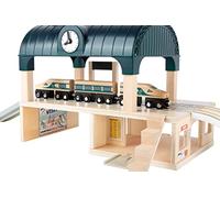 small foot 11235 Central Train Station made of wood, with accessories, express train, conductor, scoreboard and rails, from 3 years