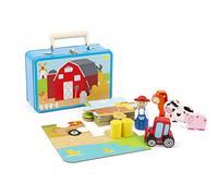 Small Foot 11360 Farm Play Set In A Case, Complete 20-Piece Set for Puzzling and Playing, Incl. 6 Figurines