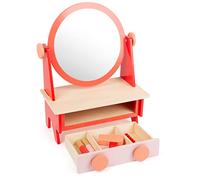 Small Foot 11409 Retro Make-Up Table with Mirror, Made of Wood, with Drawer and 5 Make-Up and Hair Styling Utensils