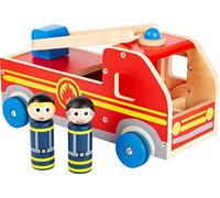 Small Foot 11456 Large Wooden Fire Engine, with Play Figures and Movable Rescue Ladder, From 3 Years Old