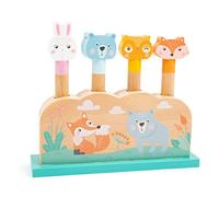 Small Foot 11474 Silly Wooden Jumping Animals, 4 Cute Animals Jump Joyfully In The Air When Pressed Down