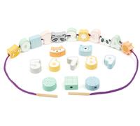 Small Foot 11475 Animals and Numbers Threading Game, Made of Wood, Concentration Practice In A Pastel Look