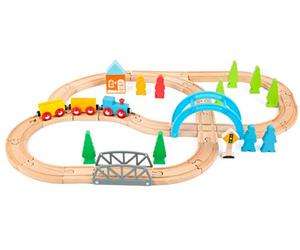Small Foot 11491 Big Journey Wooden Train, Made of Wood, Toy Train Construction Set, 40 Pieces