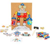 Small Foot 11572 Robots Hammering Game made of wood and cork, with robot and space motifs, for ages 6 years and up