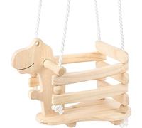 Small Foot 11589 Rex Dinosaur Swing Made of Wood, Stable and Safe Due to a Raised Border, Toy from 18 Months