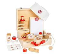 Small Foot 11695 Doctor's Kit Natural Wood, play set, with many accessories, for ages 3+ years