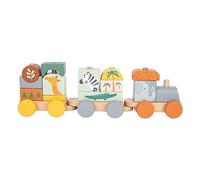 Small Foot 11698 Wooden Train Safari, an insert and stacking game, pastel-coloured, for ages 3+ years