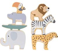 Small Foot Safari Stacking and Balancing Game with Seven Wooden Animal Figures,
