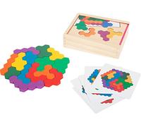 Small Foot 11729 Learning Game Wooden Puzzle Hexagon, learning & shapes puzzle, trains colour & shape awareness, 3+ yrs