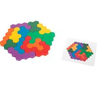 Small Foot 11729 Learning Game Wooden Puzzle Hexagon, learning & shapes puzzle, trains colour & shape awareness, 3+ yrs