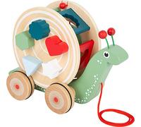 Small Foot 11734 Pull-Along Snail made of wood, motor activity toy for learning to walk, for kids aged 12+ months