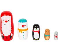 Small Foot 11771 Christmas Matryoshka, with Santa Claus, snowman, penguin, reindeer, and bear, for ages 3+ years