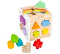 Small Foot 11777 Rainbow Plug-in Cube 13 Different Shaped Wooden Ins (US IMPORT)
