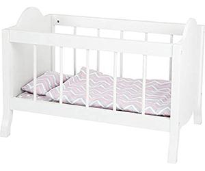 Small Foot 11778 Doll's Crib, white, with soft mattress, blanket, pillow & bed linens, for ages 3+ years