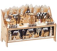 Small Foot 11790 Winter Village Lamp with Pyramid Made of Wood, with LED Lighting and Christmas Pyramid, Christmas Decoration, Illuminated Decoration, Multi-Colour, Normal