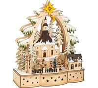 Small Foot 11791 Star Singer Wooden Christmas Decoration Battery Operated with LED Lighting and Christmas Pyramid Decoration, Multi-Colour, Normal