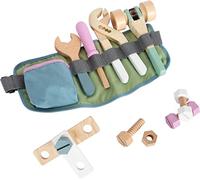 Small Foot 11874 Tool Belt Nordic, adjustable, with various wooden tools, for children aged 3+ years