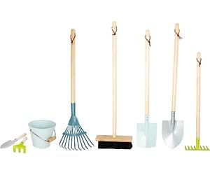 small foot 11883 Large Gardening Tools Set, with practical loops and modern colours, for ages 3+ years