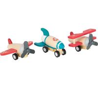 small foot 11884 Pull-Back Planes and Rockets Set, with three aircraft, made of