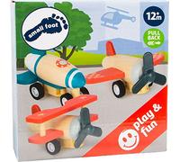 small foot 11884 Pull-Back Planes and Rockets Set, with three aircraft, made of